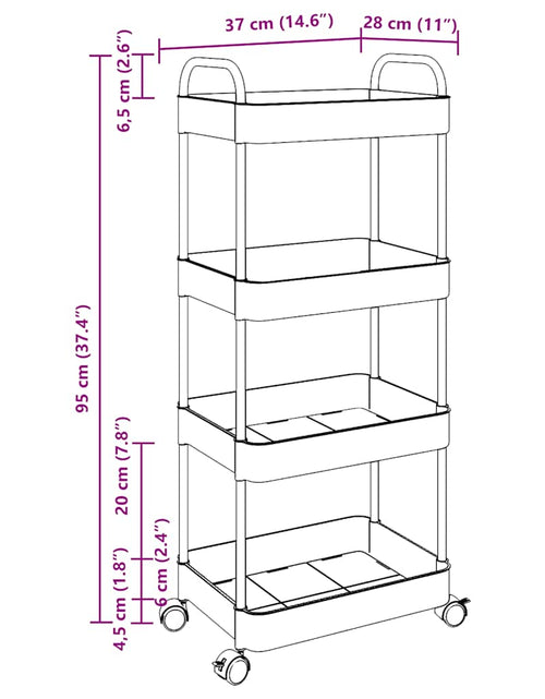 Încărcați imaginea în vizualizatorul Galerie, Cărucior de depozitare cu 4 niveluri, transparent acrilic
