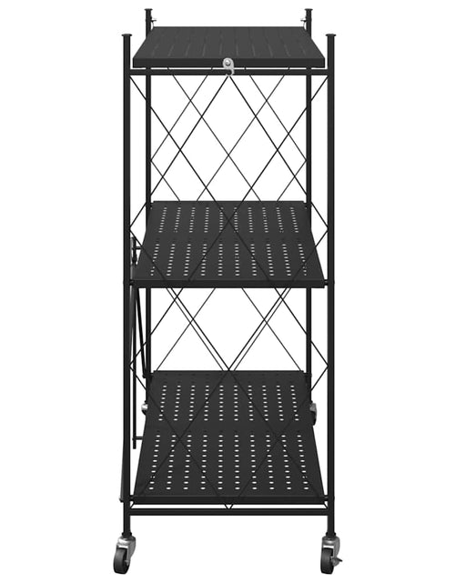 Загрузите изображение в средство просмотра галереи, Raft de depozitare pe roți negru 71x34x88 cm oțel
