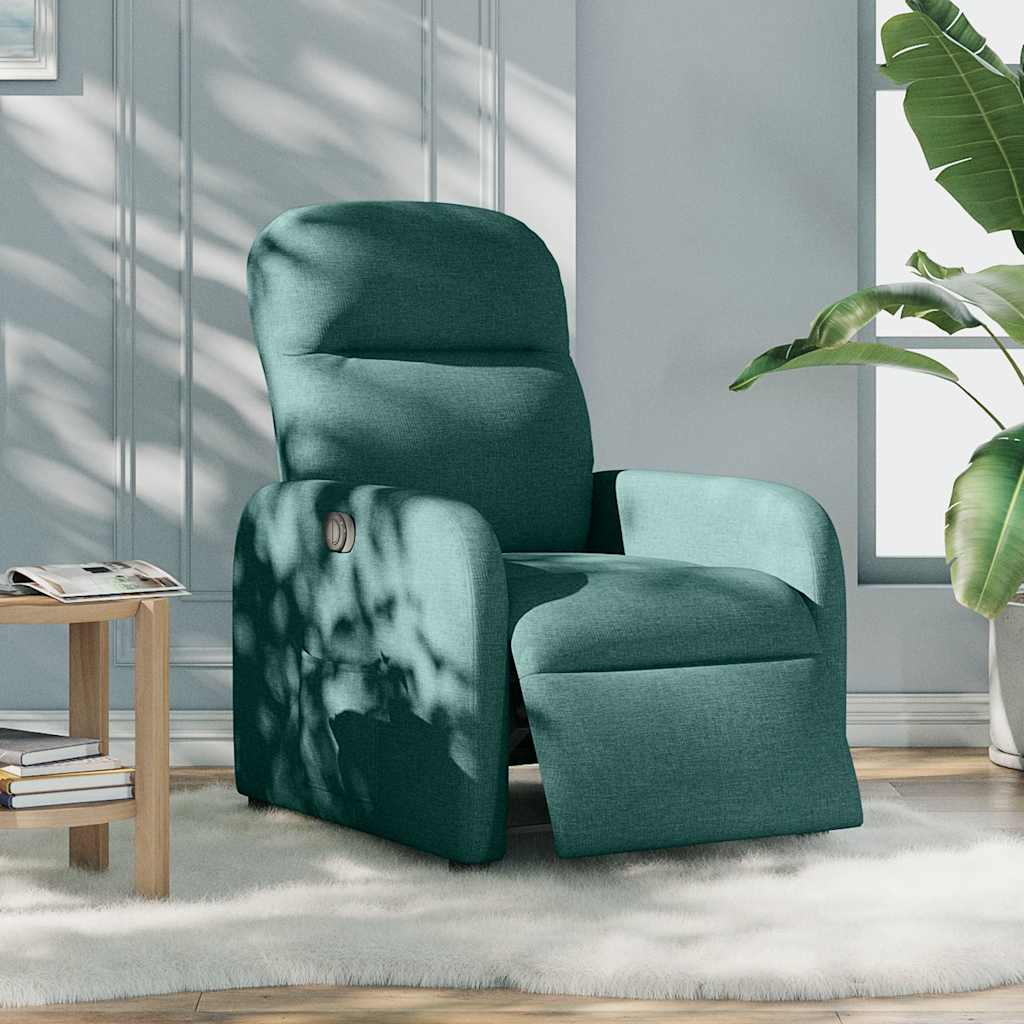 Fotoliu rabatabil electric, verde închis, material textil