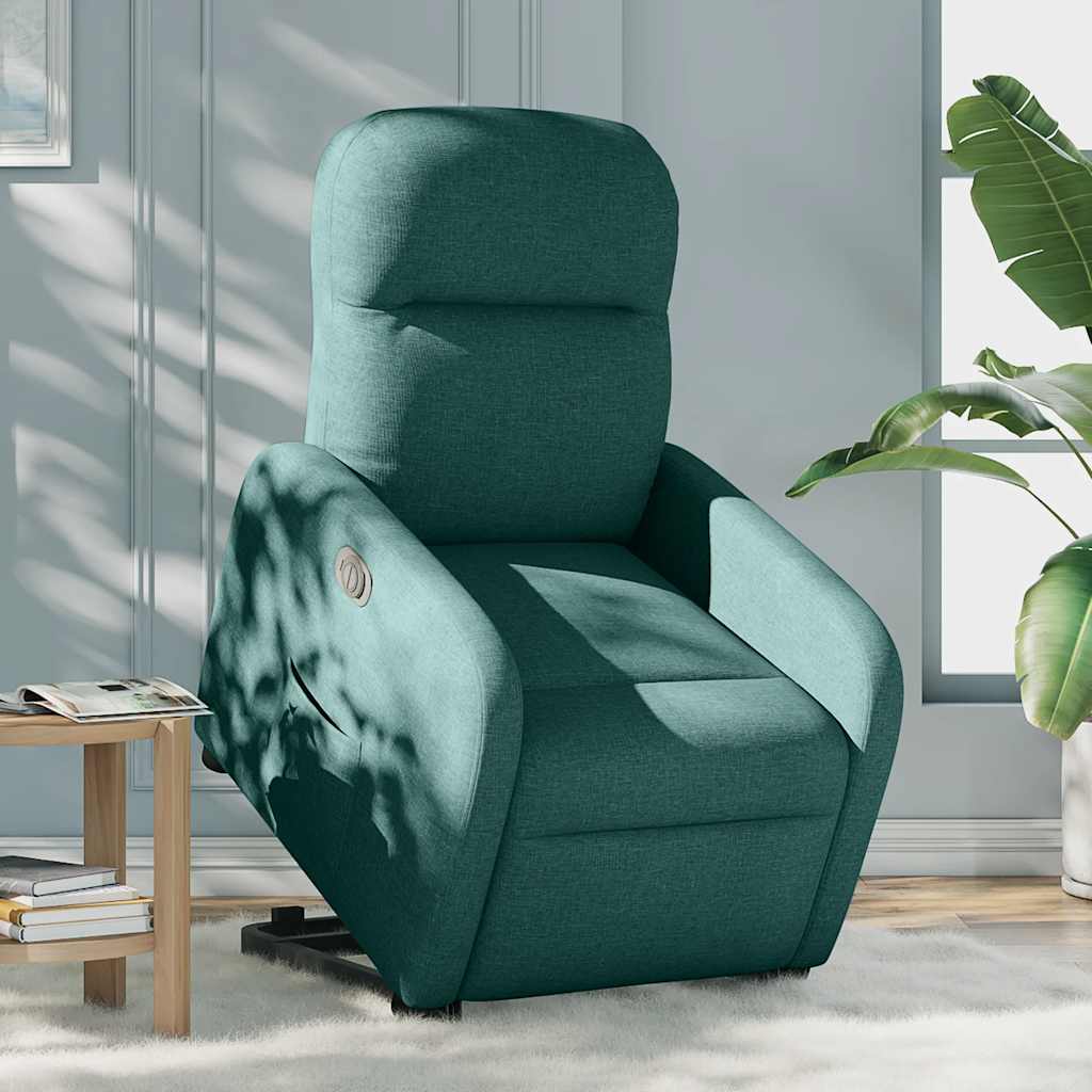 Fotoliu electric rabatabil cu ridicare, verde închis, textil