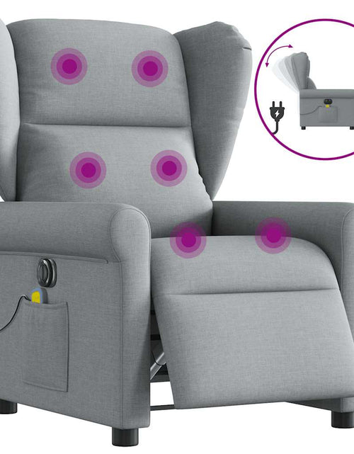Загрузите изображение в средство просмотра галереи, Fotoliu electric de masaj rabatabil, gri deschis, microfibră
