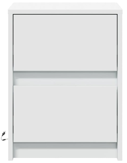 Încărcați imaginea în vizualizatorul Galerie, Noptieră cu lumini LED, alb, lemn prelucrat
