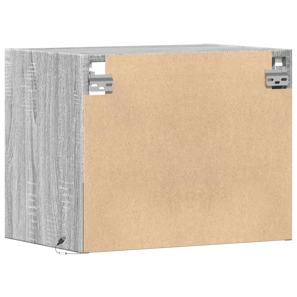 Noptiere montate pe perete cu lumini LED, 2 buc., sonoma gri
