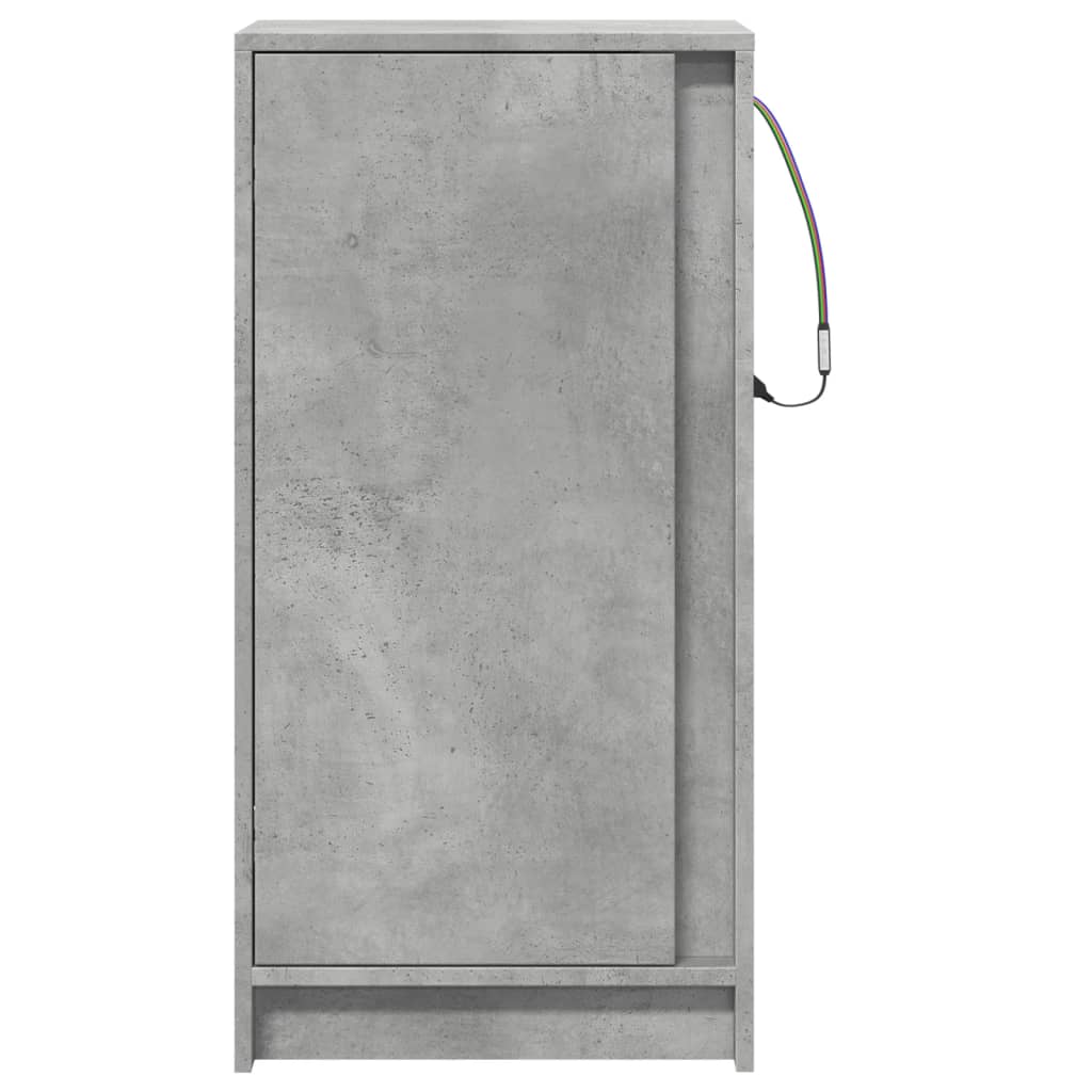 Dulap cu LED, gri beton, 42,5x34x85 cm, lemn prelucrat