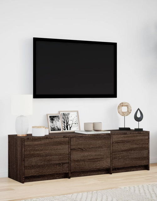 Загрузите изображение в средство просмотра галереи, Dulap TV cu LED, stejar maro, 140x34x40 cm, lemn prelucrat
