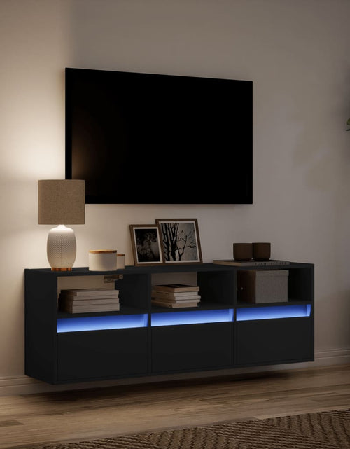 Încărcați imaginea în vizualizatorul Galerie, Dulap TV de perete cu lumini LED negru 130x31x45 cm
