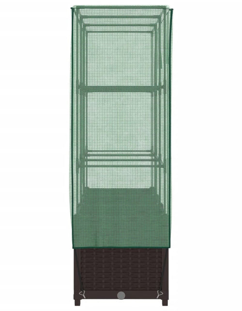Загрузите изображение в средство просмотра галереи, Strat înălțat cu husă de seră, aspect ratan, 120x40x138 cm
