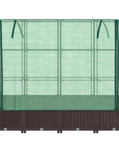 Загрузите изображение в средство просмотра галереи, Strat înălțat cu husă de seră, aspect ratan, 160x40x138 cm
