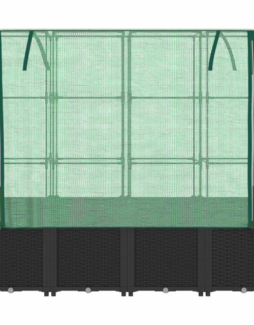Загрузите изображение в средство просмотра галереи, Strat înălțat cu husă de seră, aspect ratan, 160x40x153 cm
