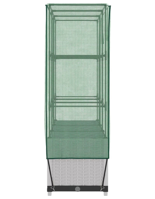 Загрузите изображение в средство просмотра галереи, Strat înălțat cu husă de seră, aspect ratan, 120x40x138 cm
