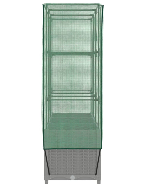 Загрузите изображение в средство просмотра галереи, Strat înălțat cu husă de seră, aspect ratan, 120x40x138 cm
