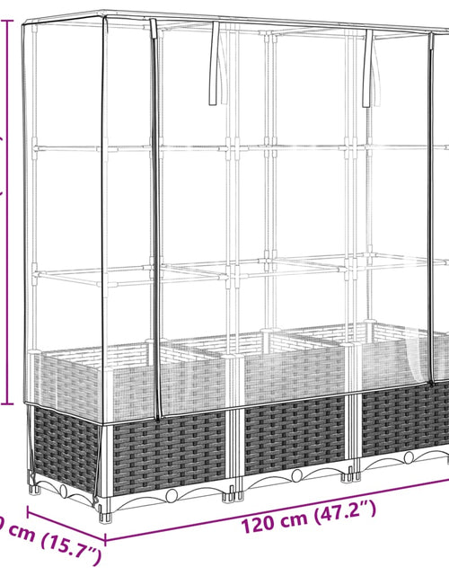 Загрузите изображение в средство просмотра галереи, Strat înălțat cu husă de seră, aspect ratan, 120x40x138 cm
