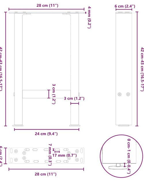 Загрузите изображение в средство просмотра галереи, Picioare măsuță de cafea Negru 2 buc 28x(42-43) cm Oțel
