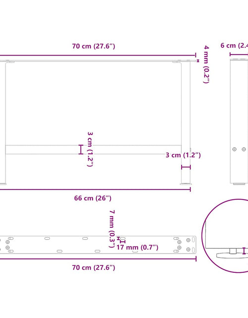 Încărcați imaginea în vizualizatorul Galerie, Picioare măsuță de cafea Antracit 2 buc 70x(42-43) cm Oțel
