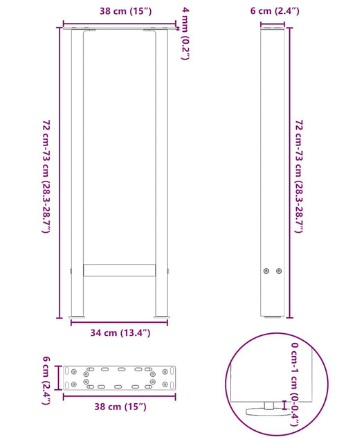 Încărcați imaginea în vizualizatorul Galerie, Picioare măsuță de cafea alb 2 buc 38x(72-73) cm Oțel
