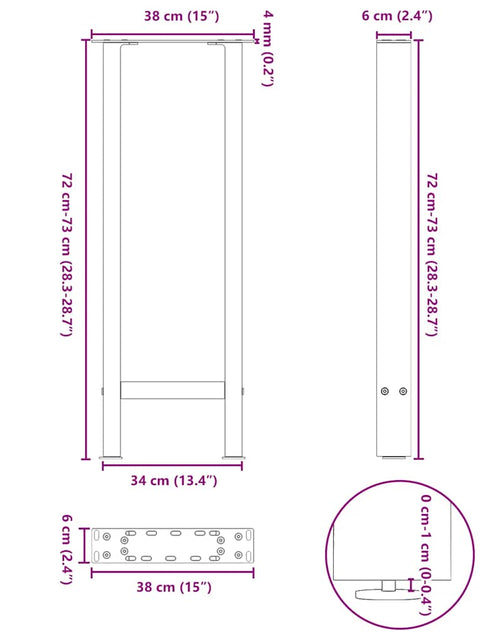 Încărcați imaginea în vizualizatorul Galerie, Picioare măsuță de cafea Antracit 2 buc 38x(72-73) cm Oțel
