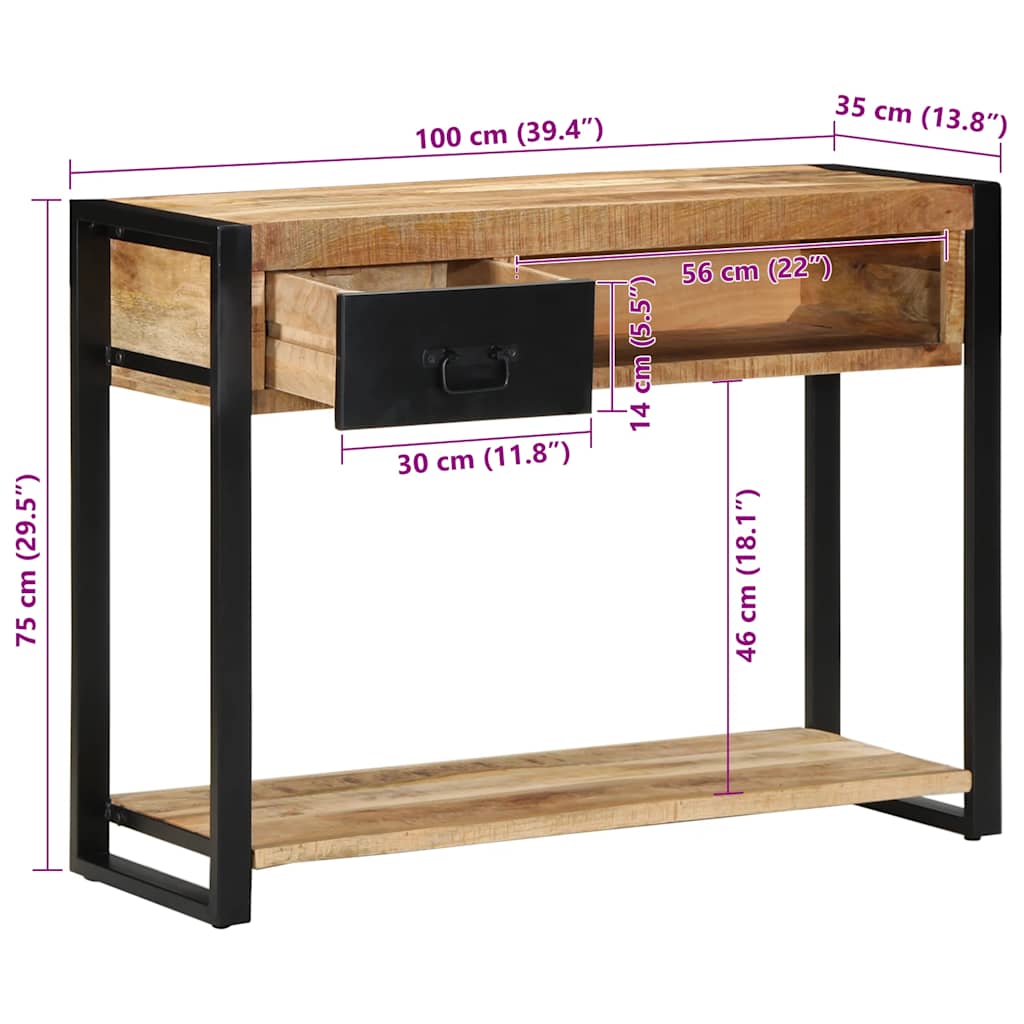 Consolă 100x35x75 cm lemn masiv de mango