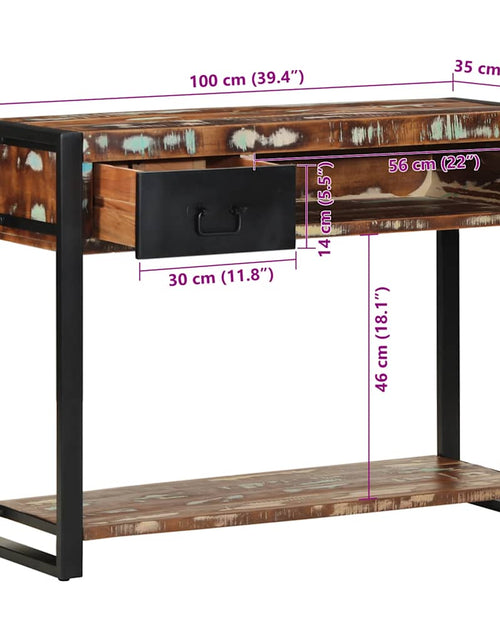 Încărcați imaginea în vizualizatorul Galerie, Consolă multicoloră 100x35x75 cm lemn masiv recuperat
