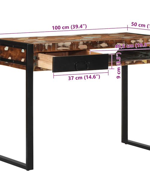 Încărcați imaginea în vizualizatorul Galerie, Birou multicolor 100x50x75 cm lemn masiv recuperat
