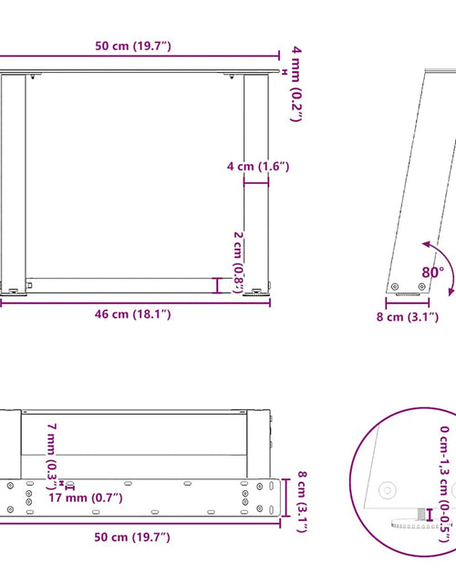 Încărcați imaginea în vizualizatorul Galerie, Picioare măsuță cafea în formă U 2 buc alb 50x(42-43) cm oțel
