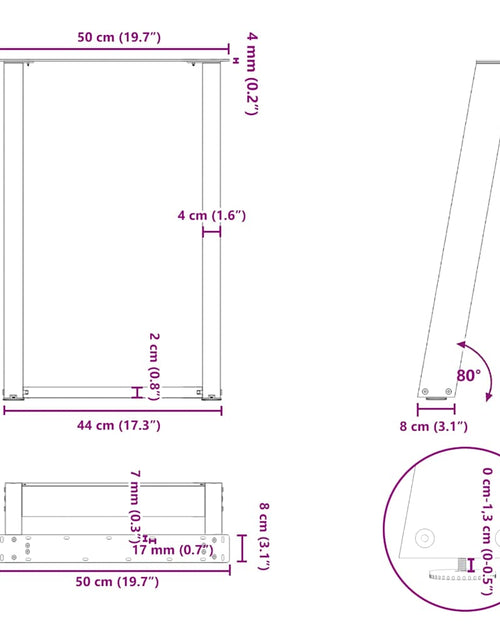 Încărcați imaginea în vizualizatorul Galerie, Picioare pentru masă în formă de U 2 buc alb 50x(72-73) cm oțel
