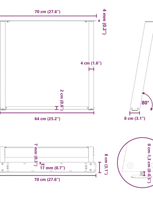 Загрузите изображение в средство просмотра галереи, Picioare pentru masă în formă de U 2 buc alb 70x(72-73) cm oțel
