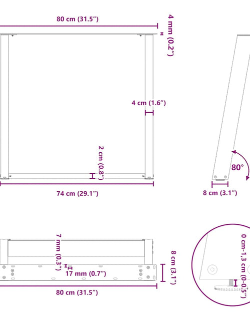 Încărcați imaginea în vizualizatorul Galerie, Picioare de masă în formă de U 2 buc alb 80x(72-73) cm oțel
