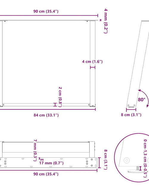 Загрузите изображение в средство просмотра галереи, Picioare de masă în formă de U 2 buc alb 90x(72-73) cm oțel
