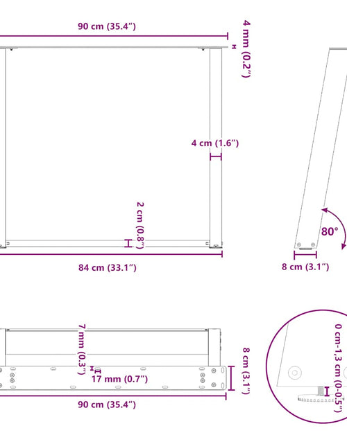 Загрузите изображение в средство просмотра галереи, Picioare pentru masă în formă de U 2 buc Antracit Oțel
