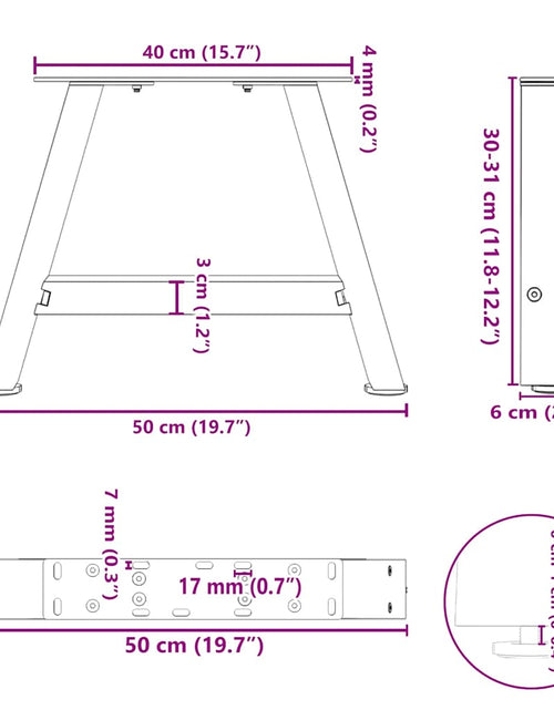 Încărcați imaginea în vizualizatorul Galerie, Picioare măsuță cafea în formă A 2 buc alb 50x(30-31) cm oțel
