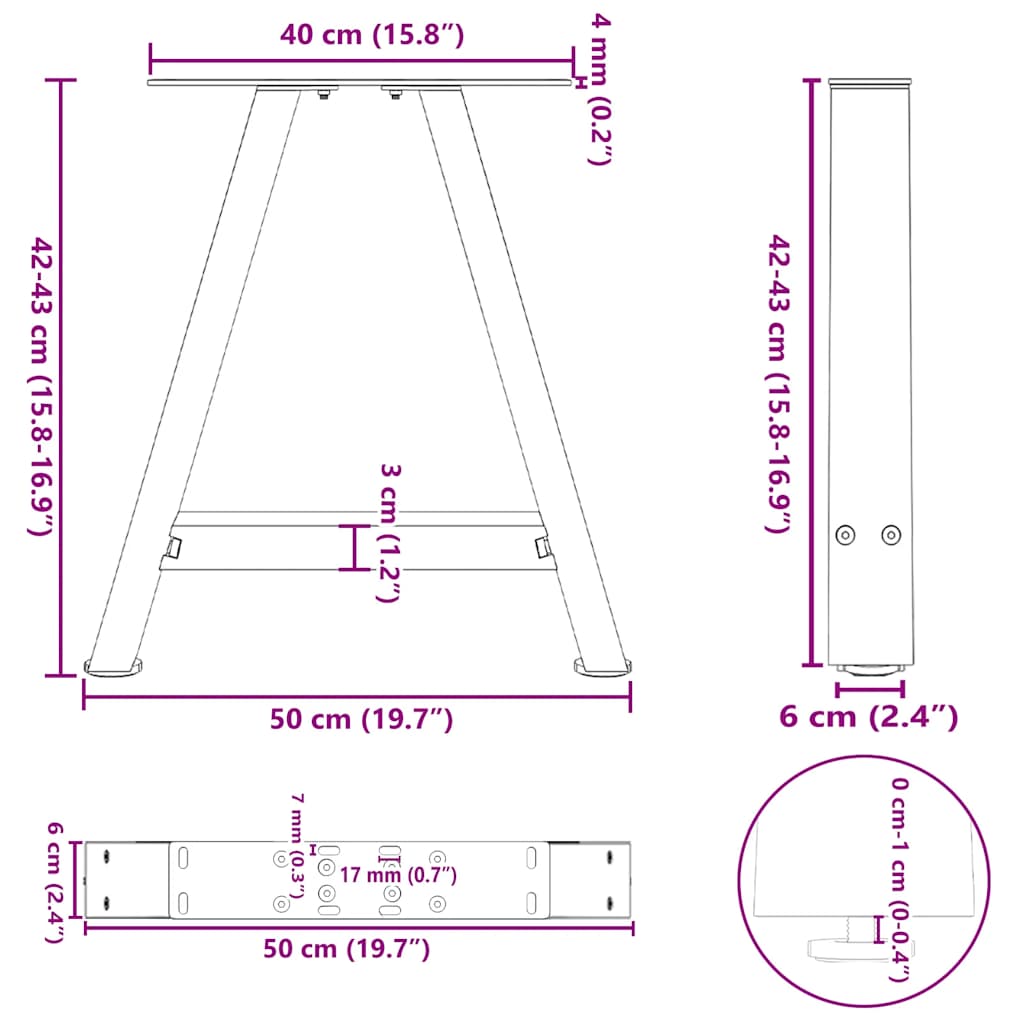 Picioare măsuță cafea în formă de A 2 buc alb 50x(42-43)cm oțel