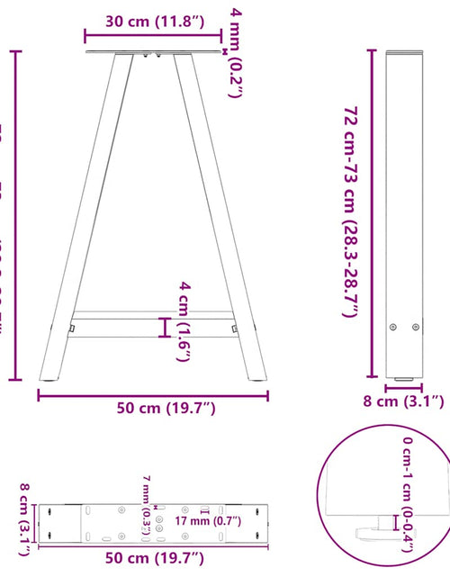 Încărcați imaginea în vizualizatorul Galerie, Picioare pentru măsuță de cafea în formă de A 2 buc Negru Oțel
