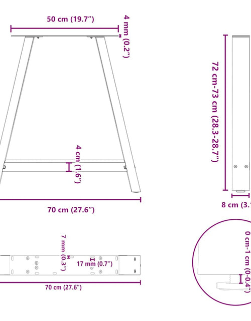 Încărcați imaginea în vizualizatorul Galerie, Picioare măsuță cafea în formă A 2 buc alb 70x(72-73) cm oțel
