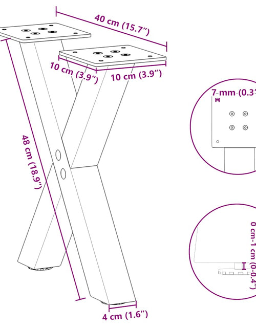 Загрузите изображение в средство просмотра галереи, Picioare măsuță de cafea în formă de X 2 buc Negru Oțel
