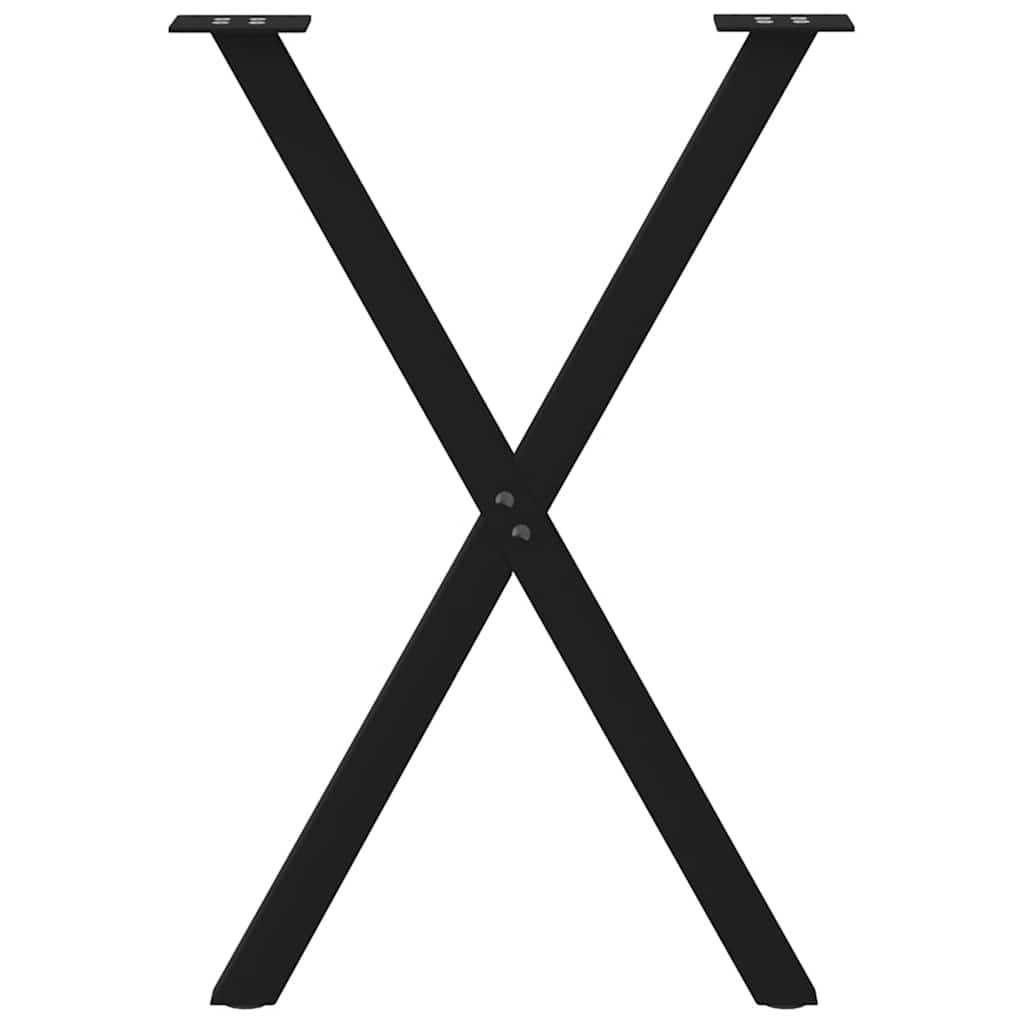 Picioare pentru masă în formă X 2 buc Negru 50x(72-73) cm Oțel
