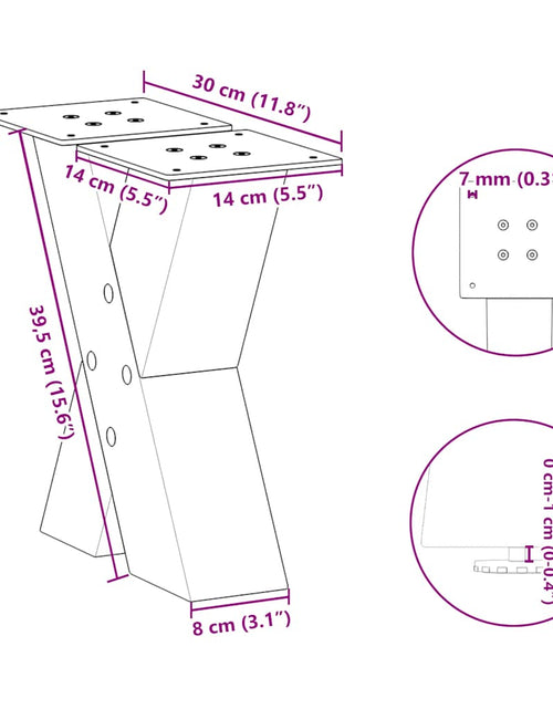 Încărcați imaginea în vizualizatorul Galerie, Picioare măsuță cafea în formă X 2 buc Negru 30x(30-31) cm Oțel
