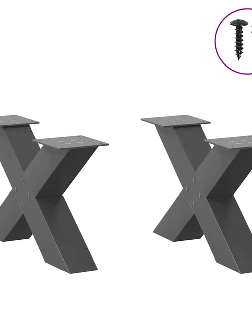 Загрузите изображение в средство просмотра галереи, Picioare măsuță de cafea în formă de X 2 buc Antracit Oțel
