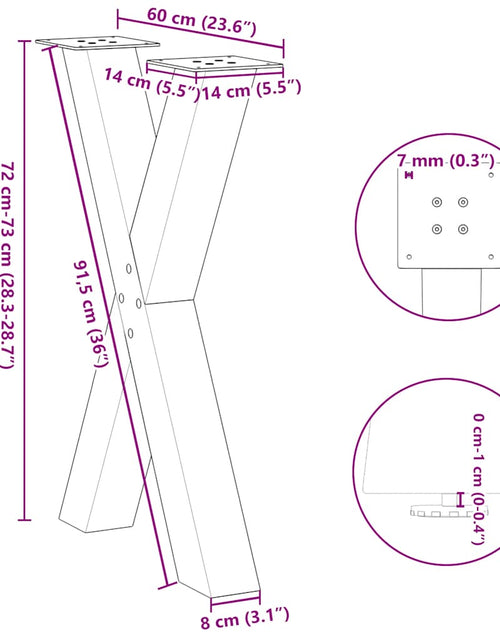 Загрузите изображение в средство просмотра галереи, Picioare pentru masă în formă de X 2 buc Negru Oțel
