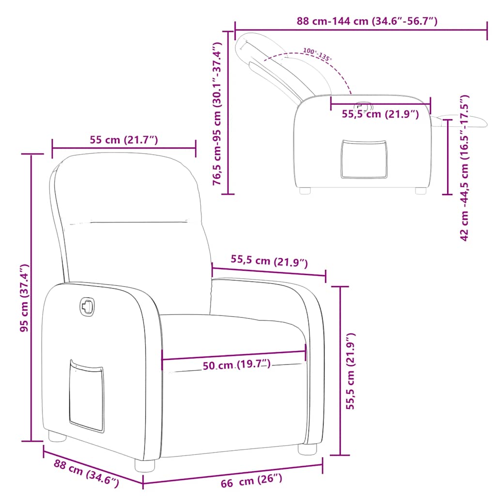 Fotoliu rabatabil, gri deschis, material textil