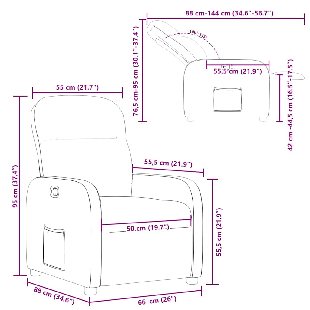 Fotoliu rabatabil, negru, material textil