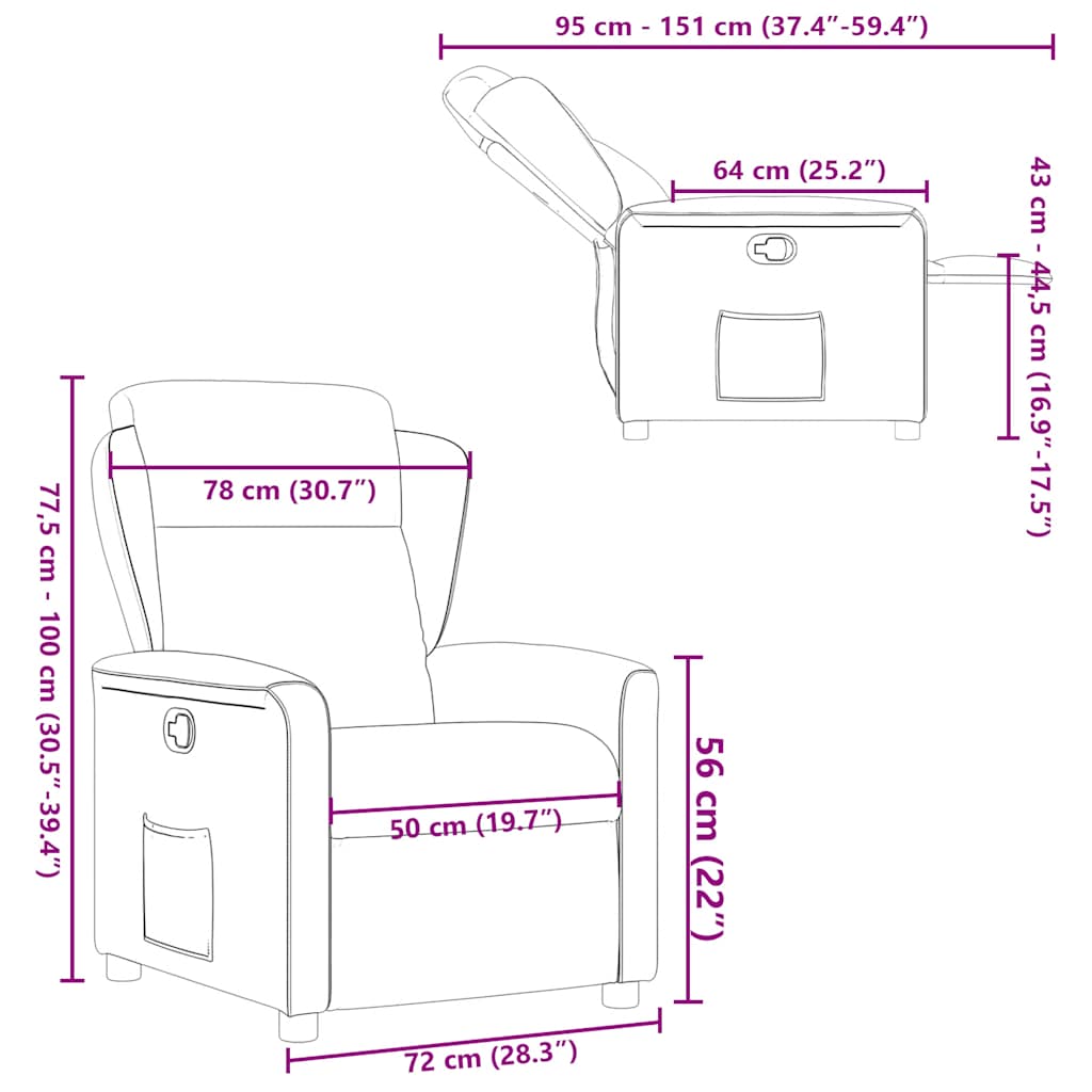 Fotoliu rabatabil, maro închis, material textil