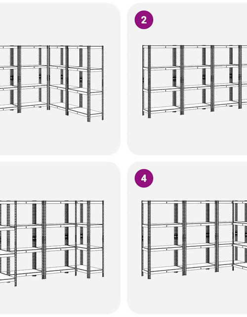 Încărcați imaginea în vizualizatorul Galerie, Rafturi de depozitare cu 4 niveluri, 4 buc., albastru oțel/lemn
