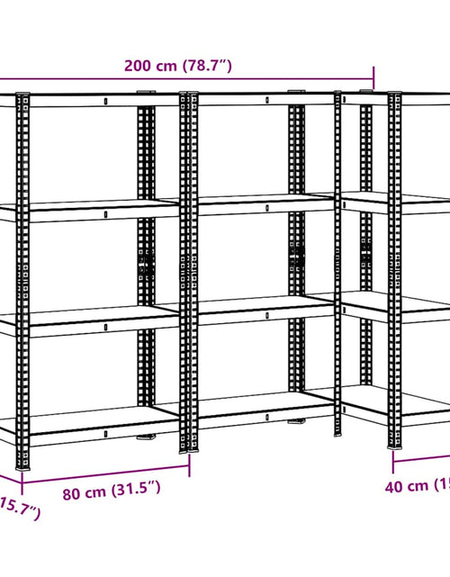 Încărcați imaginea în vizualizatorul Galerie, Rafturi de depozitare cu 4 niveluri, 3 buc., antracit oțel/lemn
