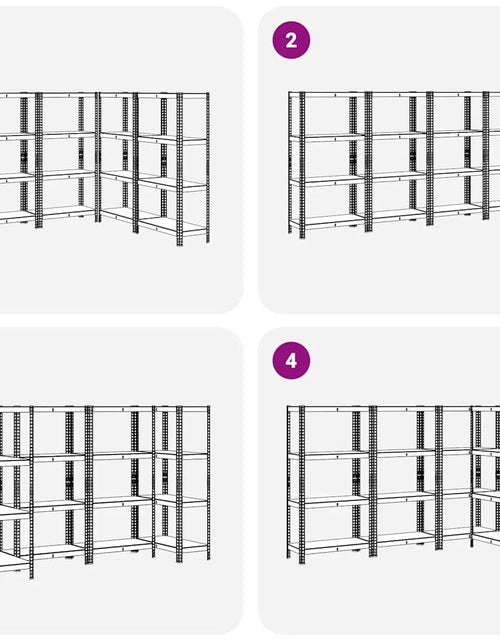 Загрузите изображение в средство просмотра галереи, Rafturi de depozitare cu 4 niveluri, 4 buc., antracit oțel/lemn
