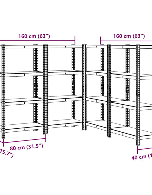 Загрузите изображение в средство просмотра галереи, Rafturi de depozitare cu 4 niveluri, 4 buc., antracit oțel/lemn

