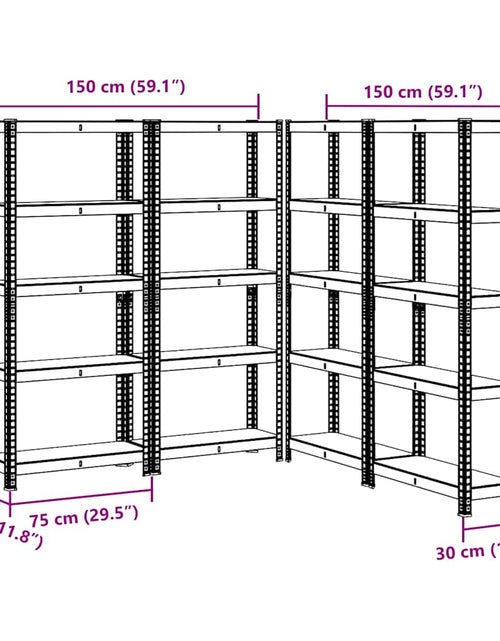 Încărcați imaginea în vizualizatorul Galerie, Rafturi de depozitare cu 5 niveluri, 4 buc., argintiu oțel&amp;lemn
