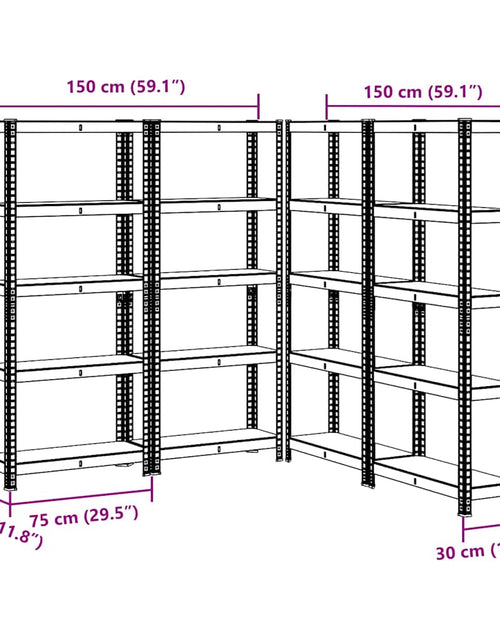 Încărcați imaginea în vizualizatorul Galerie, Rafturi de depozitare cu 5 niveluri, 4 buc., antracit oțel/lemn
