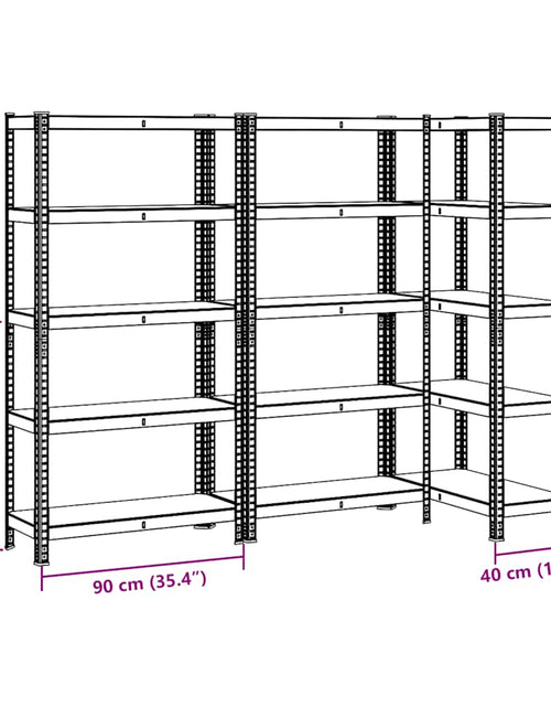 Încărcați imaginea în vizualizatorul Galerie, Rafturi de depozitare cu 5 niveluri, 3 buc., argintiu oțel&amp;lemn
