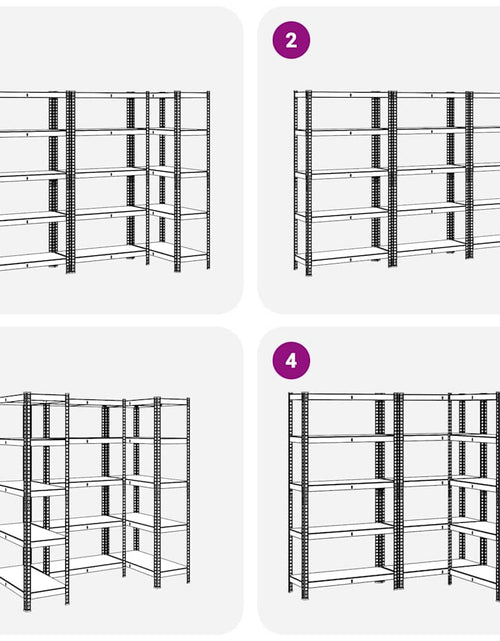 Încărcați imaginea în vizualizatorul Galerie, Rafturi de depozitare cu 5 niveluri, 3 buc., antracit oțel/lemn
