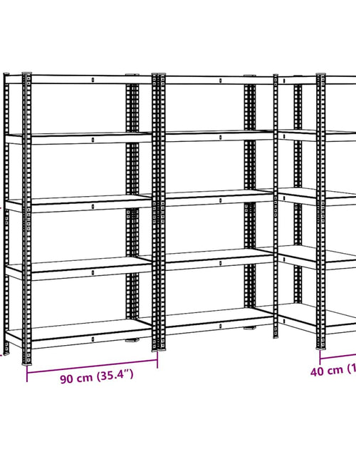 Încărcați imaginea în vizualizatorul Galerie, Rafturi de depozitare cu 5 niveluri, 3 buc., antracit oțel/lemn
